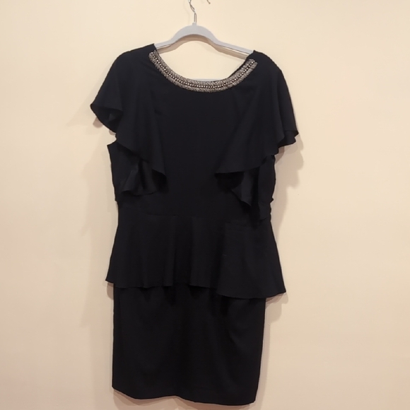 The Limited Black Dress with Ruffle Sleeves and Beaded Neckline - Picture 1 of 10